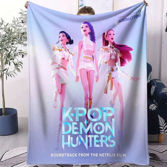 K-Pop Demon Hunters Blanket Hot Anime Flannel Blanket Fan Gift Suitable for Home Leisure Camping Travel Multifunctional Blanket