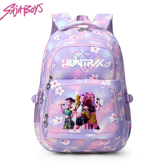 K-Pop Demon Hunters Backpack Waterproof Schoolbag Fashionable Leisure Travel Large-Capacity Bookbag Cartoon Backpack